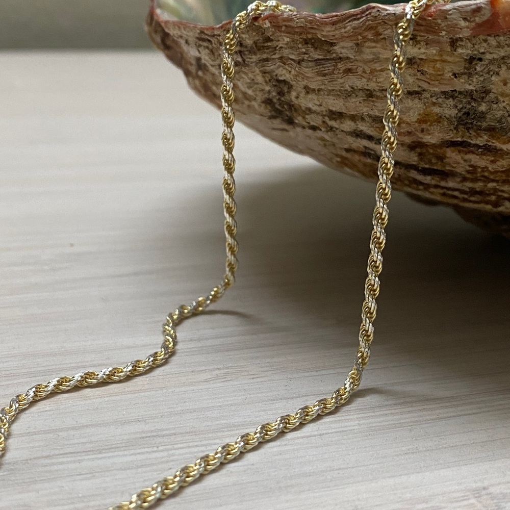 14K Gold Rope Chain •  Rope Chain • Real Silver • Men Chain 22” - Picture 2 of 11